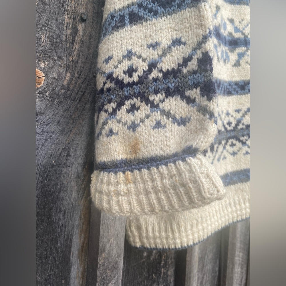 VINTAGE wool blend knit fair isle mock neck oversized sweater large - Picture 8 of 11